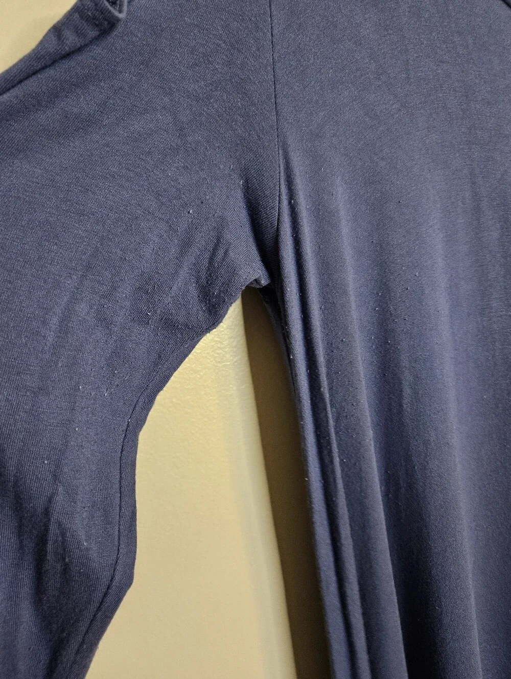 The Vanity Room Solid Blue Peekaboo Cold Shoulder Dress Mini Long Sleeve Casual